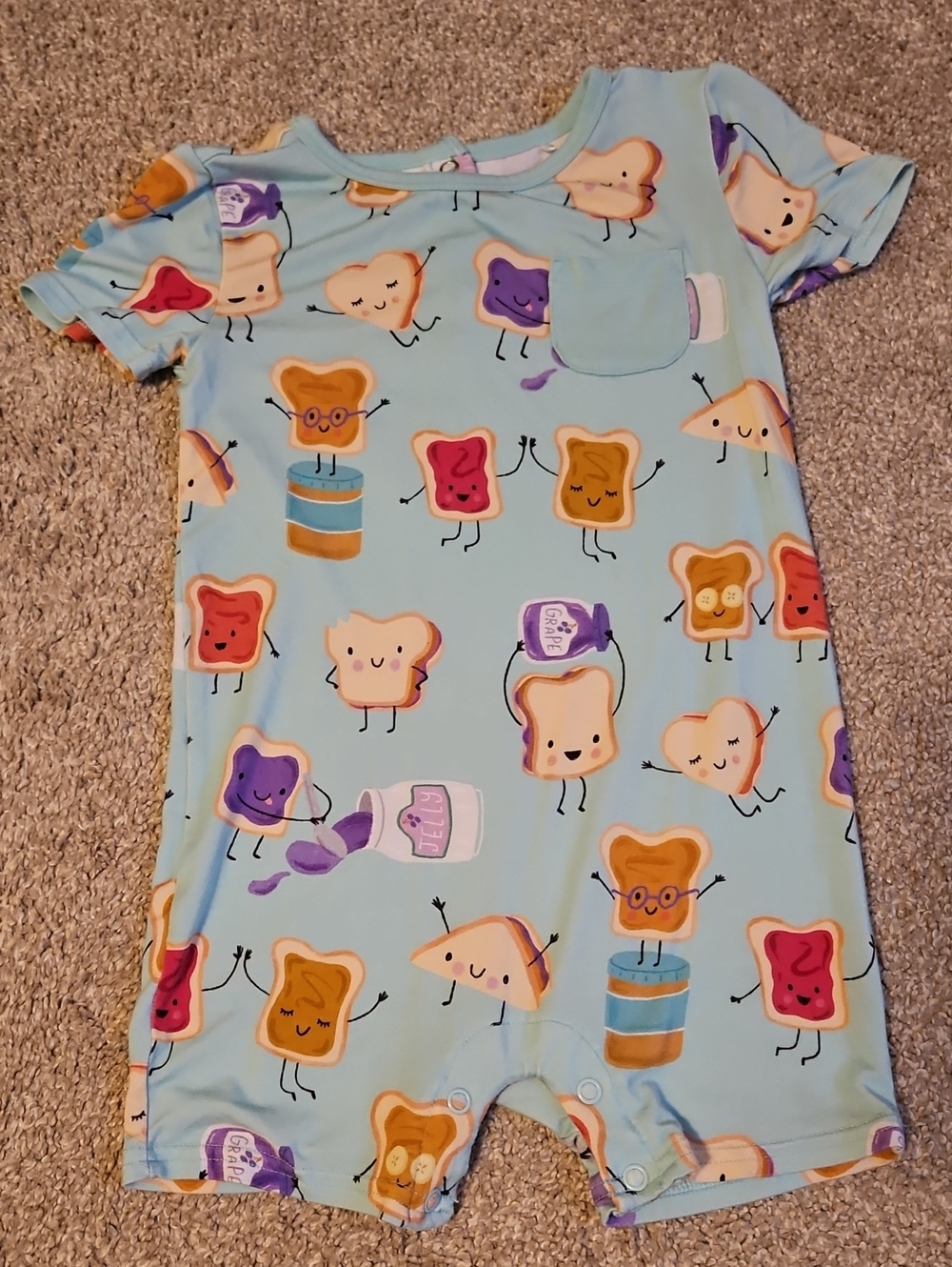 Little Sleepies Peanut Butter Jelly Bamboo Shorty Romper 18-24M